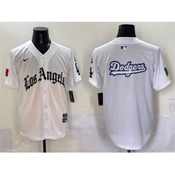 Men Los Angeles Dodgers Team Big Logo White Mexico 2025 LA Gothic Style With Fernando Patch Vapor Premier Limited Stitched Baseball Jersey 003
