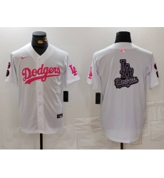 Men Los Angeles Dodgers Team Big Logo White Pink Vin 26 Kobe Patch Stitched Baseball Jersey 002 Men Los Angeles Dodgers Team Big Logo White Pink Vin 26 Kobe Patch Stitched Baseball Jersey 002