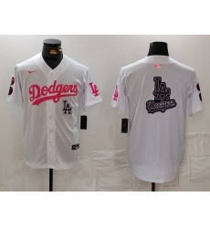 Men Los Angeles Dodgers Team Big Logo White Pink Vin 26 Kobe Patch Stitched Baseball Jersey 004 Men Los Angeles Dodgers Team Big Logo White Pink Vin 26 Kobe Patch Stitched Baseball Jersey 004