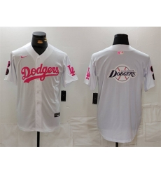 Men Los Angeles Dodgers Team Big Logo White Pink Vin 26 Kobe Patch Stitched Baseball Jersey Men Los Angeles Dodgers Team Big Logo White Pink Vin 26 Kobe Patch Stitched Baseball Jersey
