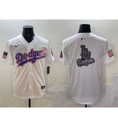 Men Los Angeles Dodgers Team Big Logo White With American Flag Patch Limited Stitched Baseball Jersey 1 Men Los Angeles Dodgers Team Big Logo White With American Flag Patch Limited Stitched Baseball Jersey 1