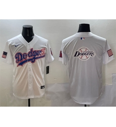 Men Los Angeles Dodgers Team Big Logo White With American Flag Patch Limited Stitched Baseball Jersey Men Los Angeles Dodgers Team Big Logo White With American Flag Patch Limited Stitched Baseball Jersey