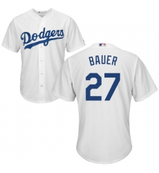 Men Los Angeles Dodgers Trevor Bauer White Cool Base Jersey Men Los Angeles Dodgers Trevor Bauer White Cool Base Jersey