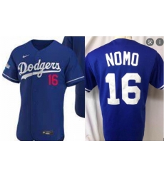 Men Los Angeles Nomo #16 Blue Flex base Jersey Men Los Angeles Nomo #16 Blue Flex base Jersey