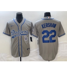 Men's Los Angeles Dodgers #22 Clayton Kershaw Grey Cool Base Stitched Baseball Jersey1 Men's Los Angeles Dodgers #22 Clayton Kershaw Grey Cool Base Stitched Baseball Jersey1