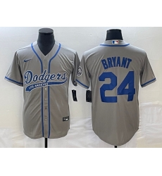 Men's Los Angeles Dodgers #24 Kobe Bryant Grey With Patch Cool Base Stitched Baseball Jersey1 Men's Los Angeles Dodgers #24 Kobe Bryant Grey With Patch Cool Base Stitched Baseball Jersey1