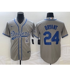Men's Los Angeles Dodgers #24 Kobe Bryant Grey With Patch Cool Base Stitched Baseball Jersey Men's Los Angeles Dodgers #24 Kobe Bryant Grey With Patch Cool Base Stitched Baseball Jersey