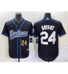 Men's Los Angeles Dodgers #24 Kobe Bryant Number Black With Patch Cool Base Stitched Baseball Jersey Men's Los Angeles Dodgers #24 Kobe Bryant Number Black With Patch Cool Base Stitched Baseball Jersey