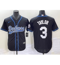 Men's Los Angeles Dodgers #3 Chris Taylor Black With Patch Cool Base Stitched Baseball Jersey1 Men's Los Angeles Dodgers #3 Chris Taylor Black With Patch Cool Base Stitched Baseball Jersey1