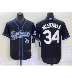Men's Los Angeles Dodgers #34 Fernando Valenzuela Black With Patch Cool Base Stitched Baseball Jersey1 Men's Los Angeles Dodgers #34 Fernando Valenzuela Black With Patch Cool Base Stitched Baseball Jersey1