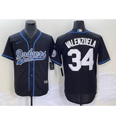 Men's Los Angeles Dodgers #34 Fernando Valenzuela Black With Patch Cool Base Stitched Baseball Jersey Men's Los Angeles Dodgers #34 Fernando Valenzuela Black With Patch Cool Base Stitched Baseball Jersey