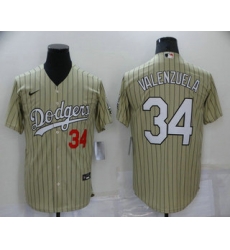 Men's Los Angeles Dodgers #34 Fernando Valenzuela Cream Pinstripe Stitched MLB Cool Base Nike Jersey Men's Los Angeles Dodgers #34 Fernando Valenzuela Cream Pinstripe Stitched MLB Cool Base Nike Jersey