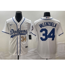 Men's Los Angeles Dodgers #34 Fernando Valenzuela Number White With Patch Cool Base Stitched Baseball Jersey Men's Los Angeles Dodgers #34 Fernando Valenzuela Number White With Patch Cool Base Stitched Baseball Jersey