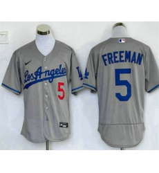 Men's Los Angeles Dodgers #5 Freddie Freeman Grey With Los Stitched MLB Flex Base Nike Jersey Men's Los Angeles Dodgers #5 Freddie Freeman Grey With Los Stitched MLB Flex Base Nike Jersey