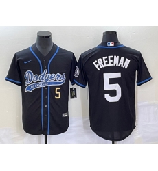 Men's Los Angeles Dodgers #5 Freddie Freeman Number Black Cool Base Stitched Baseball Jersey Men's Los Angeles Dodgers #5 Freddie Freeman Number Black Cool Base Stitched Baseball Jersey