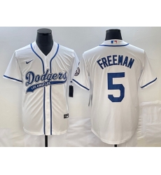 Men's Los Angeles Dodgers #5 Freddie Freeman White Cool Base Stitched Baseball Jersey1 Men's Los Angeles Dodgers #5 Freddie Freeman White Cool Base Stitched Baseball Jersey1