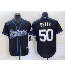 Men's Los Angeles Dodgers #50 Mookie Betts Black With Patch Cool Base Stitched Baseball Jersey Men's Los Angeles Dodgers #50 Mookie Betts Black With Patch Cool Base Stitched Baseball Jersey
