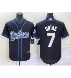Men's Los Angeles Dodgers #7 Julio Urias Black With Patch Cool Base Stitched Baseball Jersey1 Men's Los Angeles Dodgers #7 Julio Urias Black With Patch Cool Base Stitched Baseball Jersey1