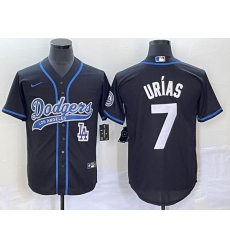 Men's Los Angeles Dodgers #7 Julio Urias Black With Patch Cool Base Stitched Baseball Jersey Men's Los Angeles Dodgers #7 Julio Urias Black With Patch Cool Base Stitched Baseball Jersey