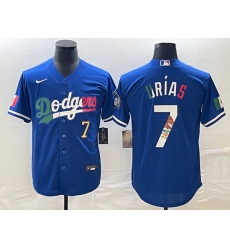 Men's Los Angeles Dodgers #7 Julio Urias Number Blue Cool Base Stitched Jersey2 Men's Los Angeles Dodgers #7 Julio Urias Number Blue Cool Base Stitched Jersey2