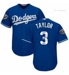Mens Majestic Los Angeles Dodgers 3 Chris Taylor Authentic Royal Blue Team Logo Fashion Cool Base 2018 World Series MLB Jersey Mens Majestic Los Angeles Dodgers 3 Chris Taylor Authentic Royal Blue Team Logo Fashion Cool Base 2018 World Series MLB Jersey