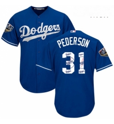 Mens Majestic Los Angeles Dodgers 31 Joc Pederson Authentic Royal Blue Team Logo Fashion Cool Base 2018 World Series MLB Jersey Mens Majestic Los Angeles Dodgers 31 Joc Pederson Authentic Royal Blue Team Logo Fashion Cool Base 2018 World Series MLB Jersey