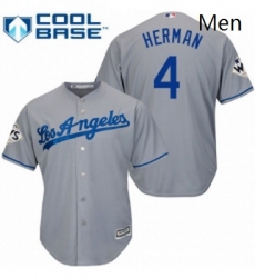 Mens Majestic Los Angeles Dodgers 4 Babe Herman Replica Grey Road 2017 World Series Bound Cool Base MLB Jersey Mens Majestic Los Angeles Dodgers 4 Babe Herman Replica Grey Road 2017 World Series Bound Cool Base MLB Jersey
