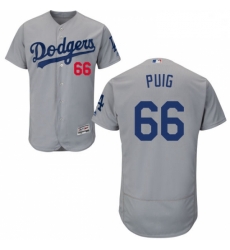 Mens Majestic Los Angeles Dodgers 66 Yasiel Puig Gray Alternate Road Flexbase Authentic Collection MLB Jersey Mens Majestic Los Angeles Dodgers 66 Yasiel Puig Gray Alternate Road Flexbase Authentic Collection MLB Jersey
