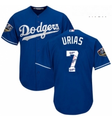 Mens Majestic Los Angeles Dodgers 7 Julio Urias Authentic Royal Blue Team Logo Fashion Cool Base 2018 World Series MLB Jersey Mens Majestic Los Angeles Dodgers 7 Julio Urias Authentic Royal Blue Team Logo Fashion Cool Base 2018 World Series MLB Jersey