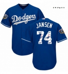 Mens Majestic Los Angeles Dodgers 74 Kenley Jansen Authentic Royal Blue Team Logo Fashion Cool Base 2018 World Series MLB Jersey Mens Majestic Los Angeles Dodgers 74 Kenley Jansen Authentic Royal Blue Team Logo Fashion Cool Base 2018 World Series MLB Jersey