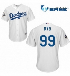 Mens Majestic Los Angeles Dodgers 99 Hyun Jin Ryu Replica White Home 2017 World Series Bound Cool Base MLB Jersey Mens Majestic Los Angeles Dodgers 99 Hyun Jin Ryu Replica White Home 2017 World Series Bound Cool Base MLB Jersey