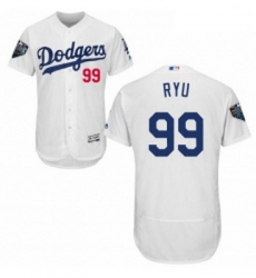 Mens Majestic Los Angeles Dodgers 99 Hyun Jin Ryu White Home Flex Base Authentic Collection 2018 World Series Jersey Mens Majestic Los Angeles Dodgers 99 Hyun Jin Ryu White Home Flex Base Authentic Collection 2018 World Series Jersey