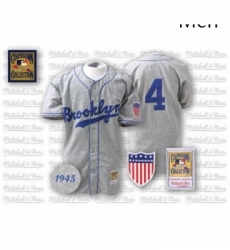 Mens Mitchell and Ness 1945 Los Angeles Dodgers 4 Babe Herman Replica Grey Throwback MLB Jersey Mens Mitchell and Ness 1945 Los Angeles Dodgers 4 Babe Herman Replica Grey Throwback MLB Jersey