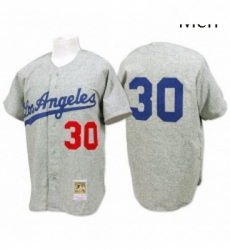 Mens Mitchell and Ness 1963 Los Angeles Dodgers 30 Maury Wills Replica Grey Throwback MLB Jersey Mens Mitchell and Ness 1963 Los Angeles Dodgers 30 Maury Wills Replica Grey Throwback MLB Jersey