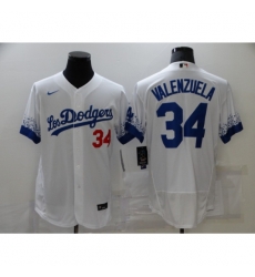 Men's Nike Los Angeles Dodgers #34 Fernando Valenzuela White Elite City Player Jersey Men's Nike Los Angeles Dodgers #34 Fernando Valenzuela White Elite City Player Jersey