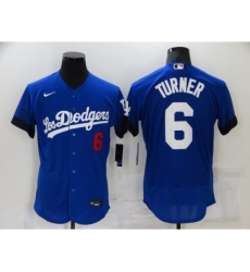 Men's Nike Los Angeles Dodgers #6 Trea Turner Blue Elite City Player Jersey Men's Nike Los Angeles Dodgers #6 Trea Turner Blue Elite City Player Jersey