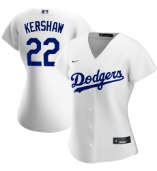 Los Angeles Dodgers 22 Clayton Kershaw Nike Women Home 2020 MLB Player Jersey White Los Angeles Dodgers 22 Clayton Kershaw Nike Women Home 2020 MLB Player Jersey White