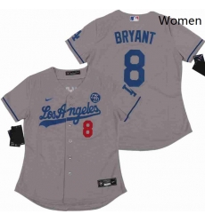 Women Dodgers 8 Kobe Bryant Grey Cool Base Stitched MLB Jersey Women Dodgers 8 Kobe Bryant Grey Cool Base Stitched MLB Jersey