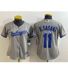 Women Los Angeles Dodgers 11 Roki Sasaki Grey Cool Base Stitched Baseball Jersey 1 Women Los Angeles Dodgers 11 Roki Sasaki Grey Cool Base Stitched Baseball Jersey 1
