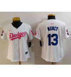 Women Los Angeles Dodgers 13 Max Muncy White Pink Vin 26 Kobe Patch Stitched Baseball Jersey Women Los Angeles Dodgers 13 Max Muncy White Pink Vin 26 Kobe Patch Stitched Baseball Jersey