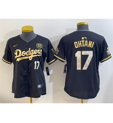 Women Los Angeles Dodgers 17 Shohei Ohtani Black G 1old 2024 World Series With Fernando Memorial Patch Limited Stitched Baseball Jersey Women Los Angeles Dodgers 17 Shohei Ohtani Black G 1old 2024 World Series With Fernando Memorial Patch Limited Stitched Baseball Jersey