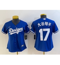 Women Los Angeles Dodgers 17 Shohei Ohtani Blue Stitched Jersey Women Los Angeles Dodgers 17 Shohei Ohtani Blue Stitched Jersey