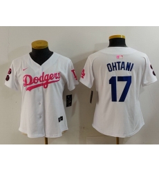 Women Los Angeles Dodgers 17 Shohei Ohtani White Pink Vin 26 Kobe Patch Stitched Baseball Jersey Women Los Angeles Dodgers 17 Shohei Ohtani White Pink Vin 26 Kobe Patch Stitched Baseball Jersey