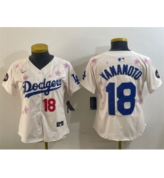 Women Los Angeles Dodgers 18 Yoshinobu Yamamoto Cream 2025 Tokyo Series Limited Stitched Baseball Jersey
