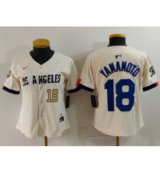 Women Los Angeles Dodgers 18 Yoshinobu Yamamoto Cream Stitched Jersey 2 Women Los Angeles Dodgers 18 Yoshinobu Yamamoto Cream Stitched Jersey 2