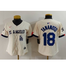 Women Los Angeles Dodgers 18 Yoshinobu Yamamoto Cream Stitched Jersey 3 Women Los Angeles Dodgers 18 Yoshinobu Yamamoto Cream Stitched Jersey 3