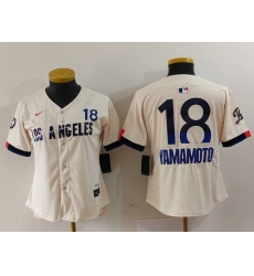 Women Los Angeles Dodgers 18 Yoshinobu Yamamoto Cream Stitched Jersey 8 Women Los Angeles Dodgers 18 Yoshinobu Yamamoto Cream Stitched Jersey 8