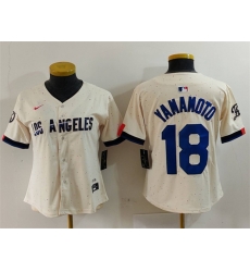 Women Los Angeles Dodgers 18 Yoshinobu Yamamoto Cream Stitched Jersey Women Los Angeles Dodgers 18 Yoshinobu Yamamoto Cream Stitched Jersey