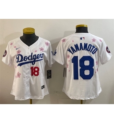 Women Los Angeles Dodgers 18 Yoshinobu Yamamoto White 2025 Tokyo Series Limited Stitched Baseball Jersey Women Los Angeles Dodgers 18 Yoshinobu Yamamoto White 2025 Tokyo Series Limited Stitched Baseball Jersey