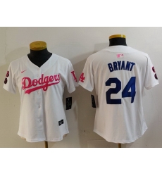 Women Los Angeles Dodgers 24 Kobe Bryant White Pink Vin 26 Kobe Patch Stitched Baseball Jersey Women Los Angeles Dodgers 24 Kobe Bryant White Pink Vin 26 Kobe Patch Stitched Baseball Jersey